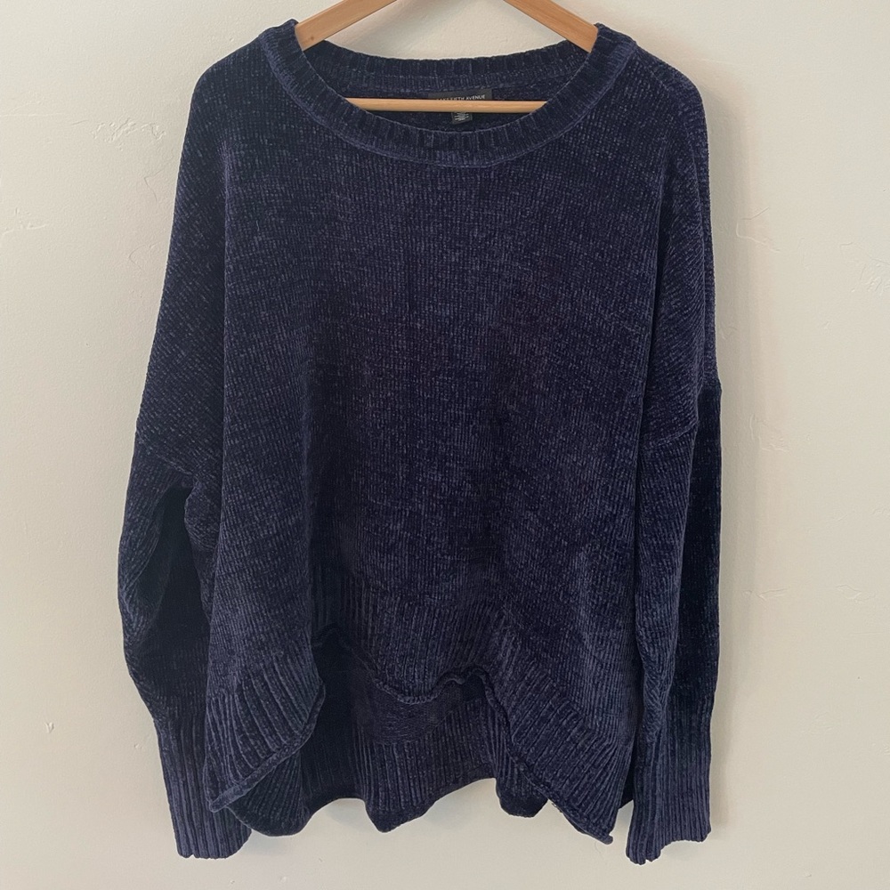 Saks 5th Avenue oversized chenille hi-low split hem sweater